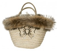 Borsa in paglia Fix Design invernale con pelliccia