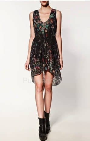 Zara abbigliamento catalogo primavera estate 2012 - Vestito stampato combinato con orlo