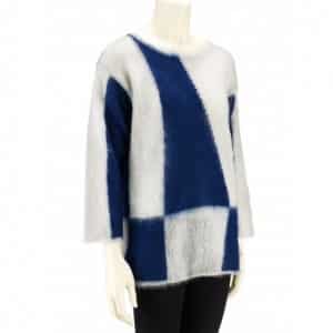 L'Autre Chose autunno inverno 2013 2014 maglia bicolore mohair garzato bianco e mirtillo 285 euro
