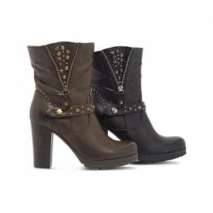 Stivaletto Pittarello ecopelle con fibbia, cerniera e borchie