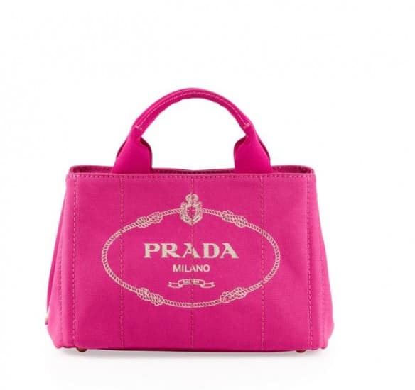 prada pochette in canvas marrone  