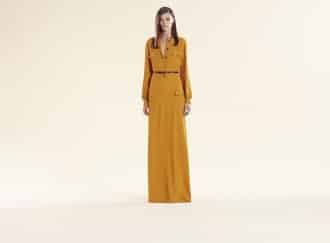 abito da sera in seta leggera gialla Gucci