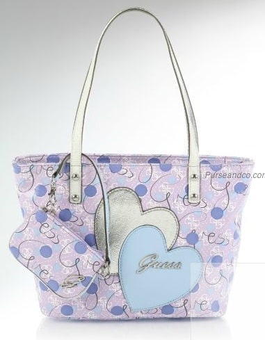 borse guess 2011 cuori viola