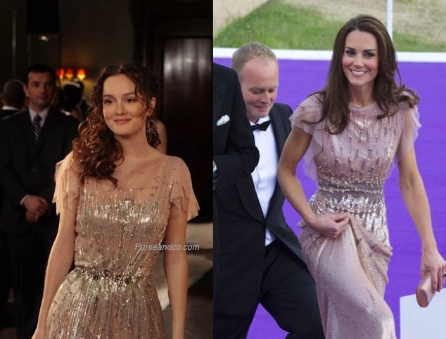 Kate Middleton style foto abito cipria Jenny Packham come Leighton