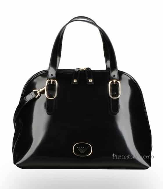 Borsa Emporio Armani autunno inverno 2011 2012 Baby Tote Bag nera fibbie