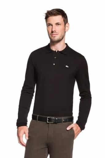 Lacoste polo uomo Club marrone manica lunga