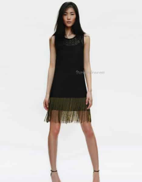 Vestito nero con frange