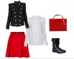 look per la scuola rosso nero