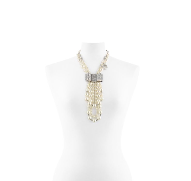 Collana lunga di perle Chanel con fiocco