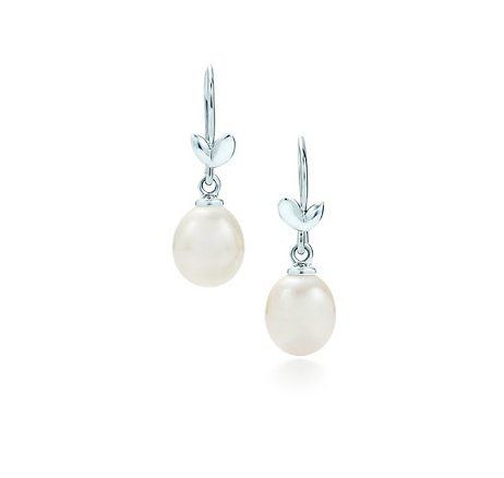 Orecchini Tiffany in argento con perle pendenti
