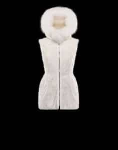 Gilet bianco con pelliccia, Moncler