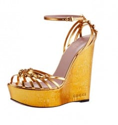 collezione scarpe Gucci primavera estate 2014 zeppe oro