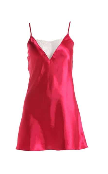 Sottoveste Yamamay in raso fucsia con inserto in pizzo bianco sullo scollo