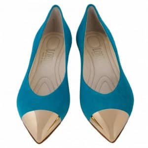 Ballerine con cap toe laminato turchesi