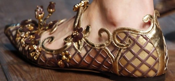 Milano Fashion Week scarpe autunno inverno 2014 2015 ballerine oro Dolce e Gabbana