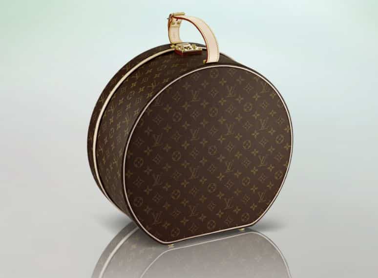 Cappelliera rotonda Louis Vuitton in tela Monogram con manico in vachetta