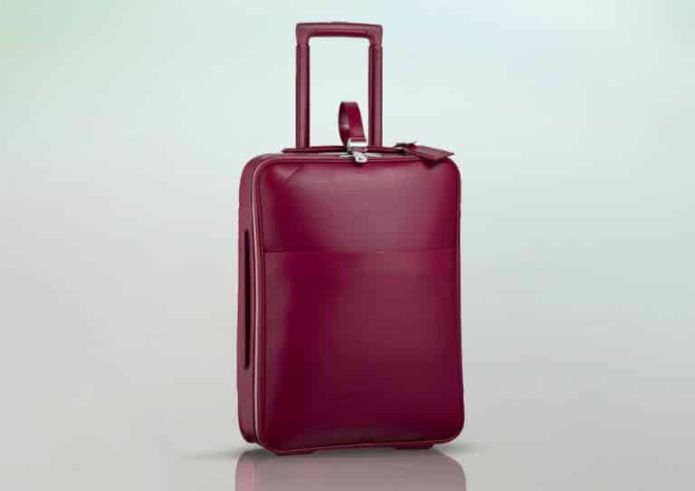 Trolley Louis Vuitton in pelle liscia bordeaux con manico telescopico