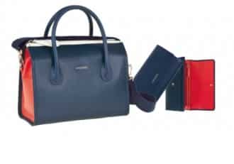  Lacoste borsa Boston in pelle intrecciata e piquet bicolore