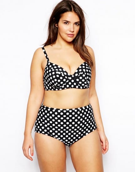  Asos Curve Mix & Match bikini top con ferretto e slip vita alta stampa pois