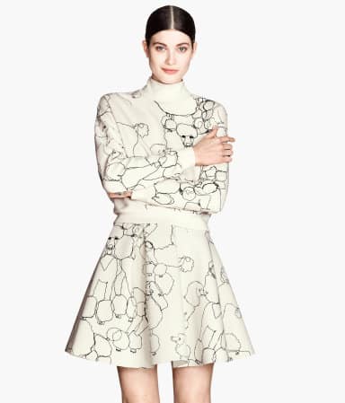Gonna in tessuto neoprene a ruota con stampa H&M 39.99 euro