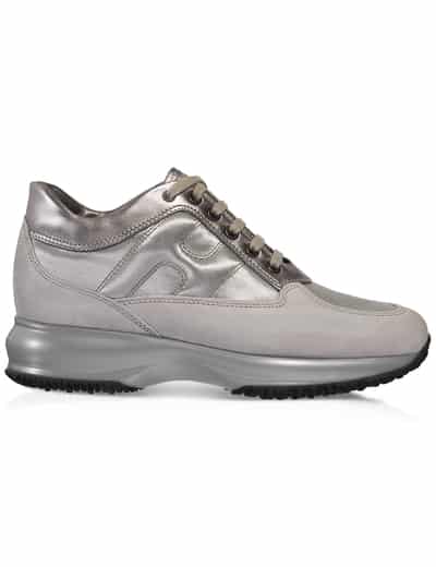  Hogan Interactive in suede con inserti in raso e dettagli in pelle metallizzata 265 euro