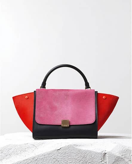 Trapeze Handbag Celine ai 2014 2015 pink multicolour pony calfskin