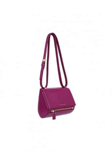 mini magenta grained leather Pandora box bag