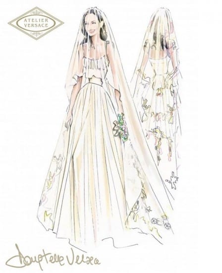 Angelina Jolie abito da sposa schizzo