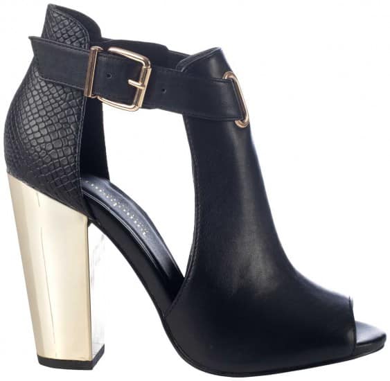 Prima Donna Collection tronchetto spuntato tacco gold aperto ai lati