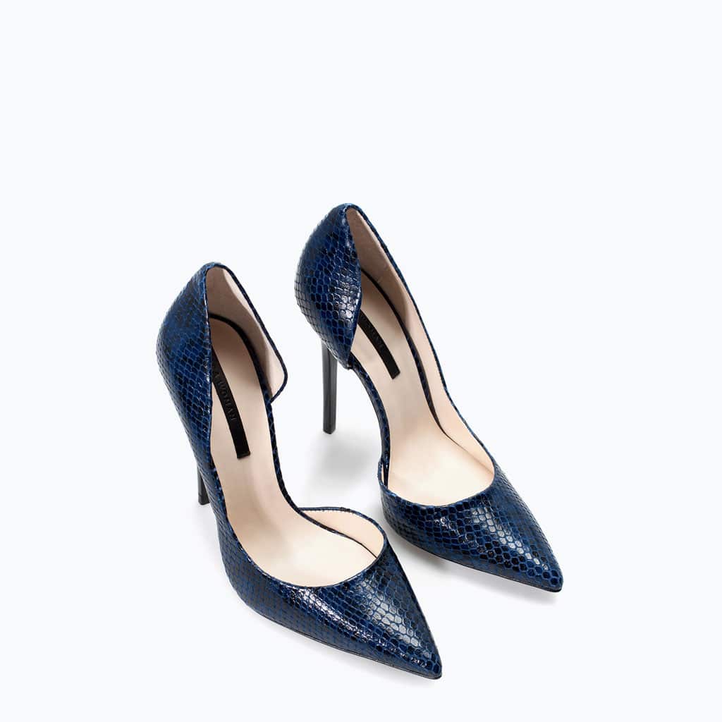Zara decollete asimmetrica in pelle stampata 79.95 euro