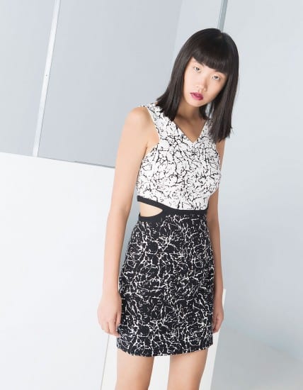 Bershka vestito black and white con aperture laterali 35.99 euro