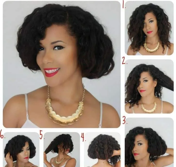 Faux bob su capelli ricci, effetto caschetto
