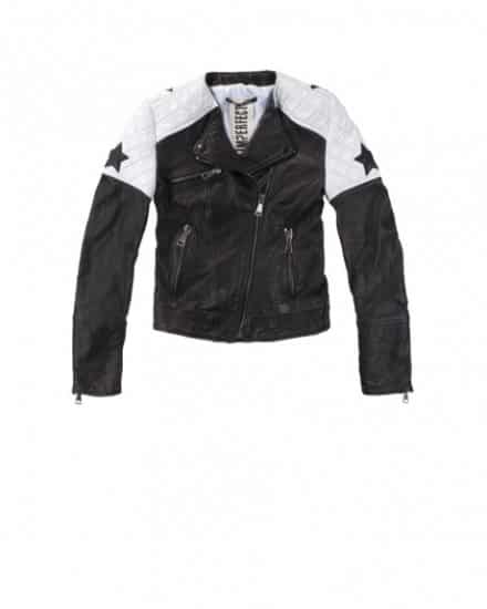 Chiodo in pelle stile varsity jacket