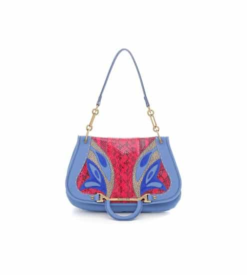 Borbonese Lady Butterfly large in pelle e serpente avio multicolore 1650.00 euro