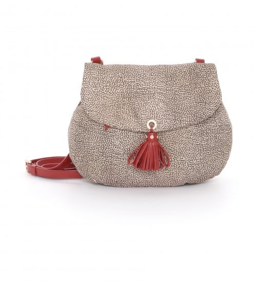 Borbonese borsa a tracolla small in jet o.p. e pelle red 240.00 euro
