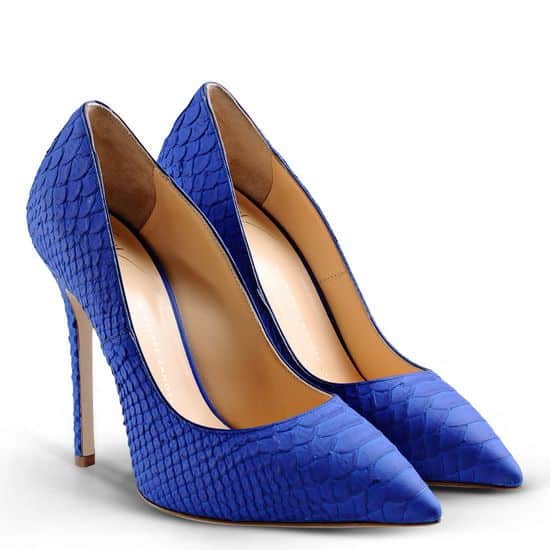 Giuseppe Zanotti decollete pelle stampa pitone blu elettrico 495.00 euro