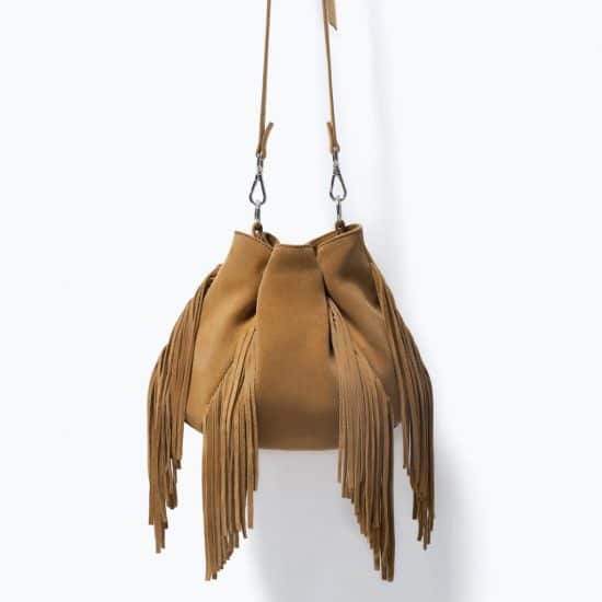 Zara borsa sacca scamosciata frange 59.95 euro
