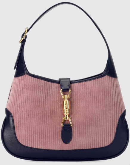 Autunno inverno 2021 2022 modello Jackie corduroy rosa borsa Gucci