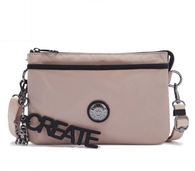 Kipling pochette con tracollino colore rosa e logo