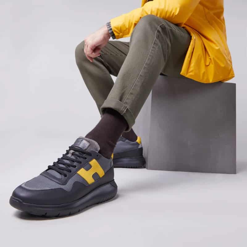 Sneakers Hogan uomo Interactive grigio e giallo