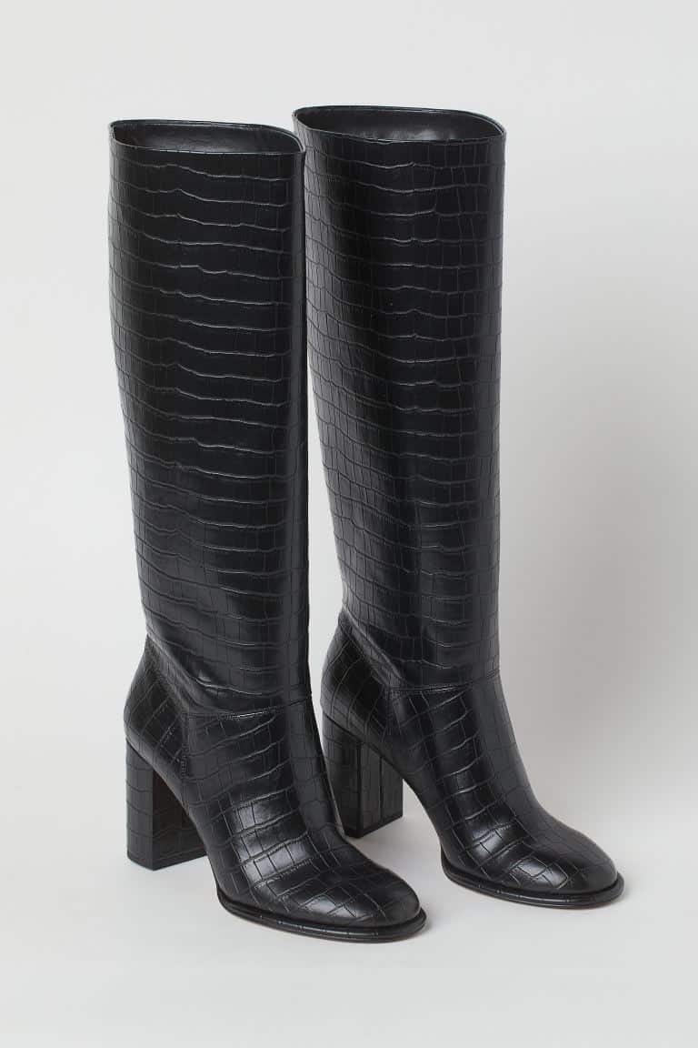 stivali alti H&M 2021 2022 stampa coccodrillo