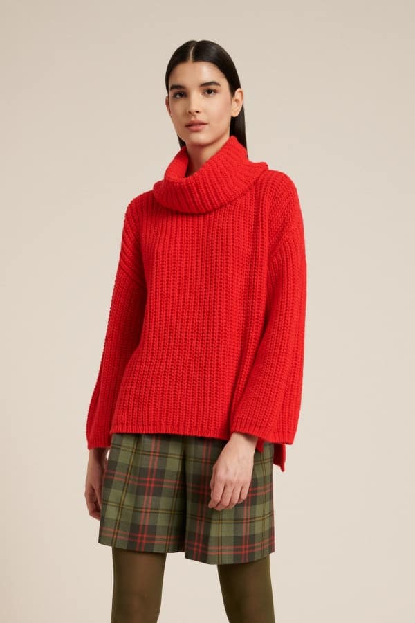 pullover rosso in costa inglese caldo e avvolgente