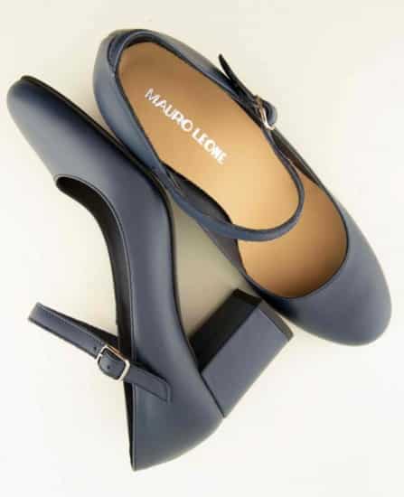 scarpe decollete con cinturino mauro leone punta tonda
