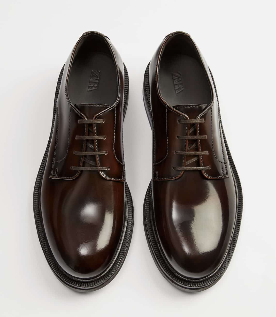 scarpe eleganti zara stringate marroni in pelle 2021 2022
