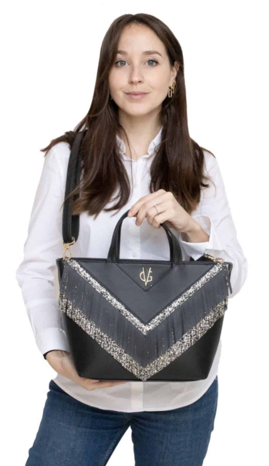 borsa shopping nera con frange autunno inverno