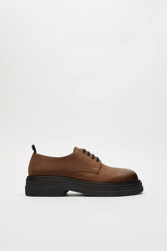 scarpe zara per uomo 2022  bassa marrone 