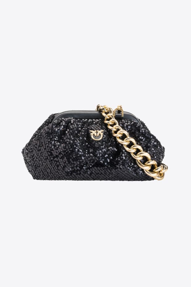 Borsa di colore nero ricoperta di paillettes