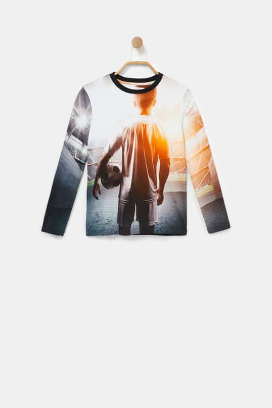 maglia in cotone con stampa calcio sport per kids