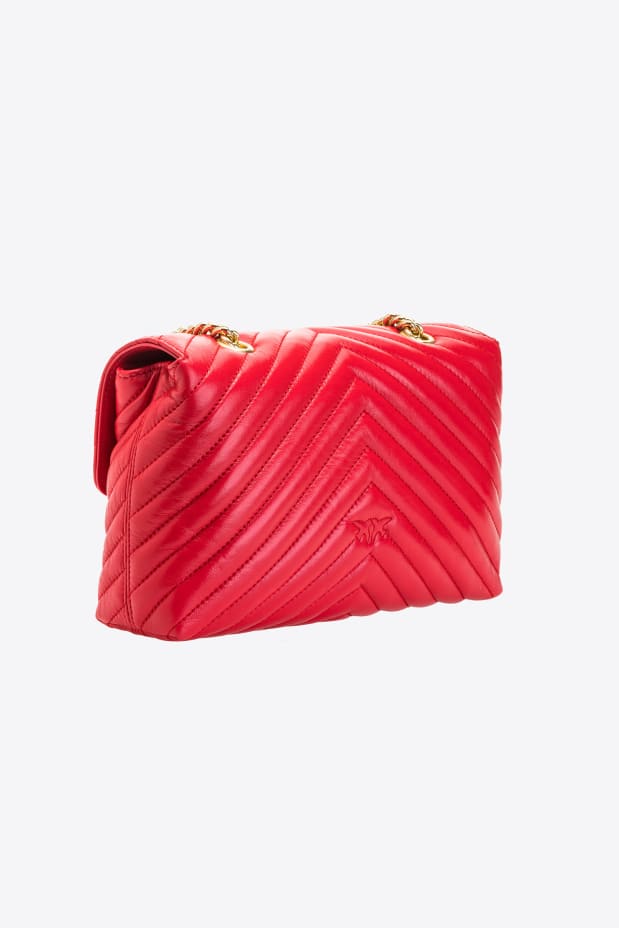 Borsa in pelle trapuntata di colore rosso ciliegia