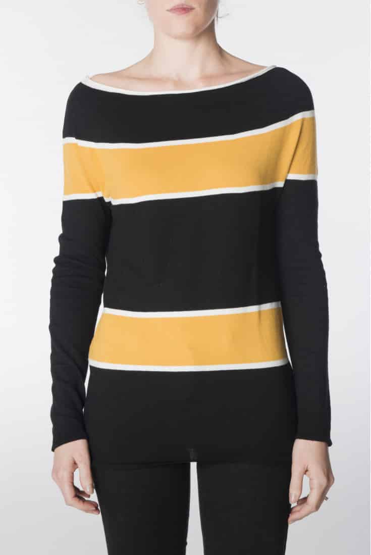 maglia a righe gialle e nere